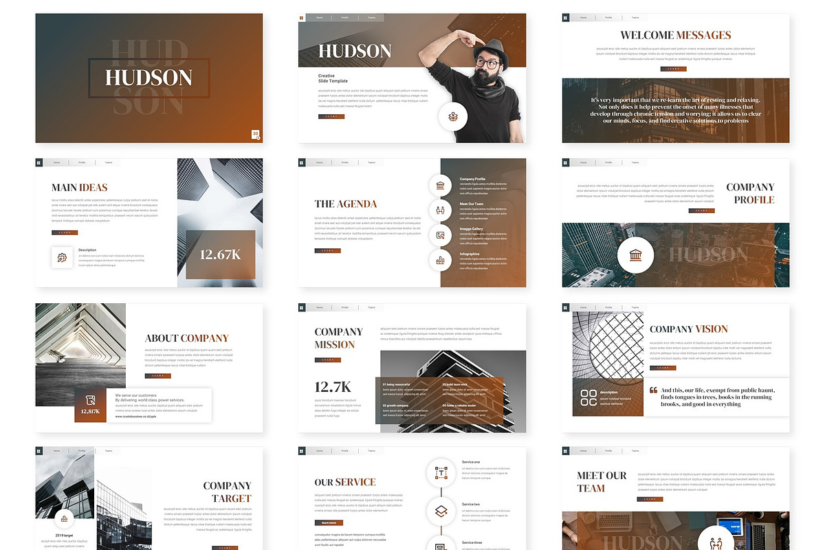 Hudson - Powerpoint Template, a Presentation Template by AQR Studio