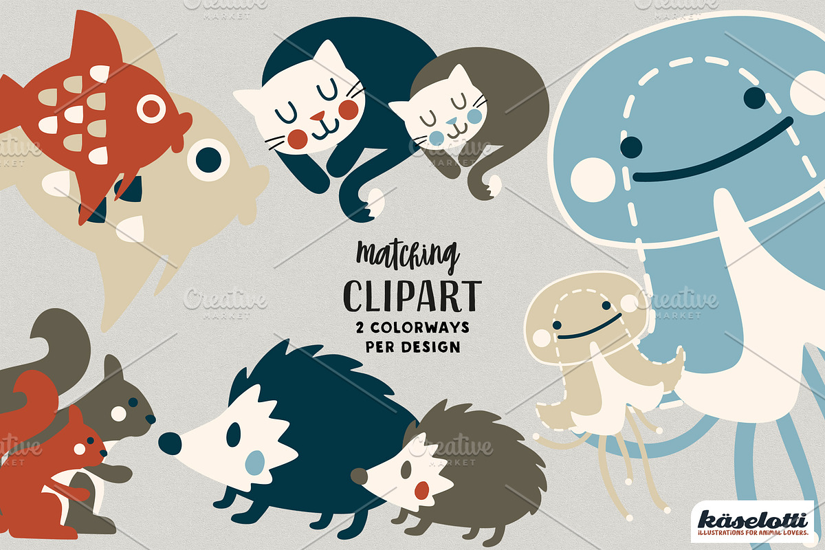 AnimalMinis Winter Paper and Clipart, a Pattern Graphic by kaeselotti (Photo 5 of 7)