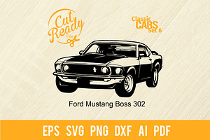 Ford Mustang Boss 302 SVG, a Transportation Illustration by Digital-Clipart