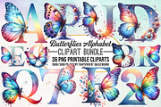 Watercolor Butterflies Alphabet, a Work Illustration by Craft Nest (Thumbnail 1 of 6)