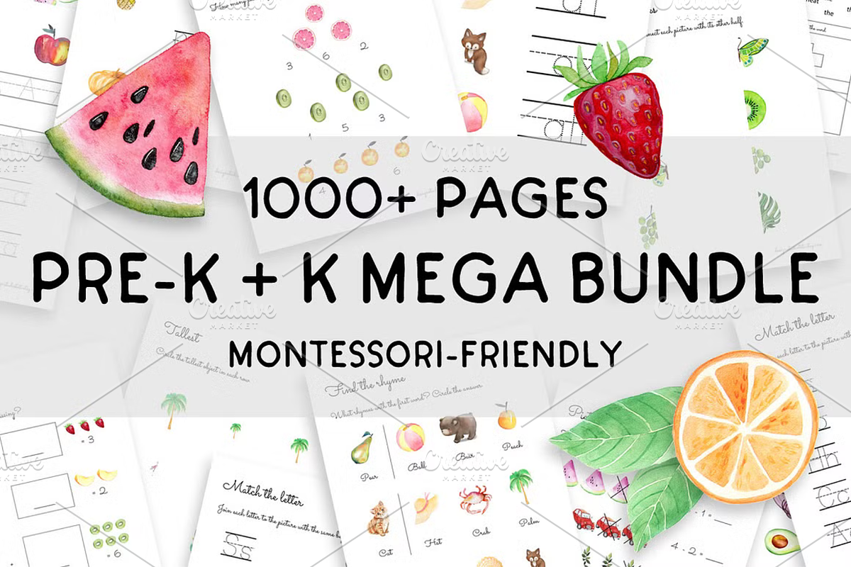 1500+ Pre-K+K Learning Pages + Bonus, an Education Illustration by ThePhoton (Photo 1 of 5)