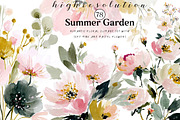 summer garden watercolor clipart, an Illustration by DreamCafeArt (Thumbnail 1 of 8)
