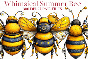 Whimsical Summer Bee clipart, an Illustration by Designworld