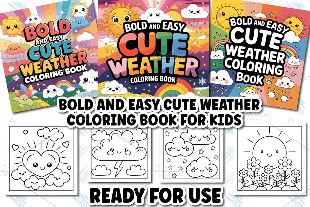 Cute Weather Coloring Book for Kids, a Decorative Illustration by Design Station (Photo 2 of 7)