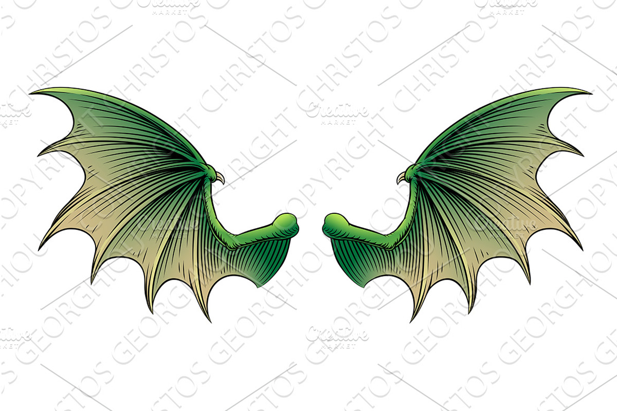 Bat Dragon Devil Demon Vampire Wings, a Decorative Illustration by Christos Georghiou