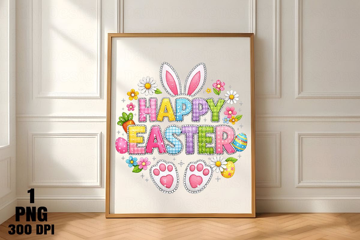 Rhinestone Happy Easter PNG, an Illustration by Daily.Designs (Photo 5 of 5)