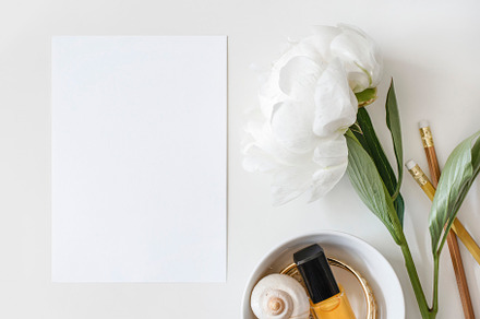 White Peony, Blank Print Stock Photo, a Business Photo by Her Creative Studio