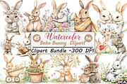 Boho Bunny Clipart, an Illustration by DreamCafeArt (Thumbnail 1 of 8)