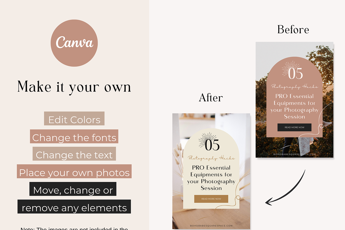 Pinterest Pin Templates Boho Canva, a Social Media Template by HerstedHertz (Photo 5 of 9)