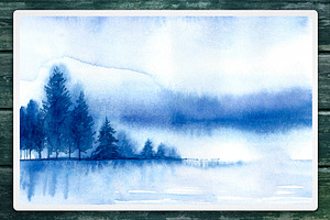 Winter Landscapes Set 2. Watercolor.