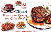 Watercolor Kebab and Grills Food, an Object Graphic by Negarin Digital Art (Thumbnail 1 of 9)