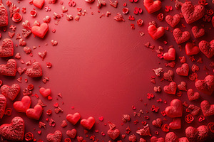 An assortment of red hearts borderin, a Photo by LOGOCREATIVE