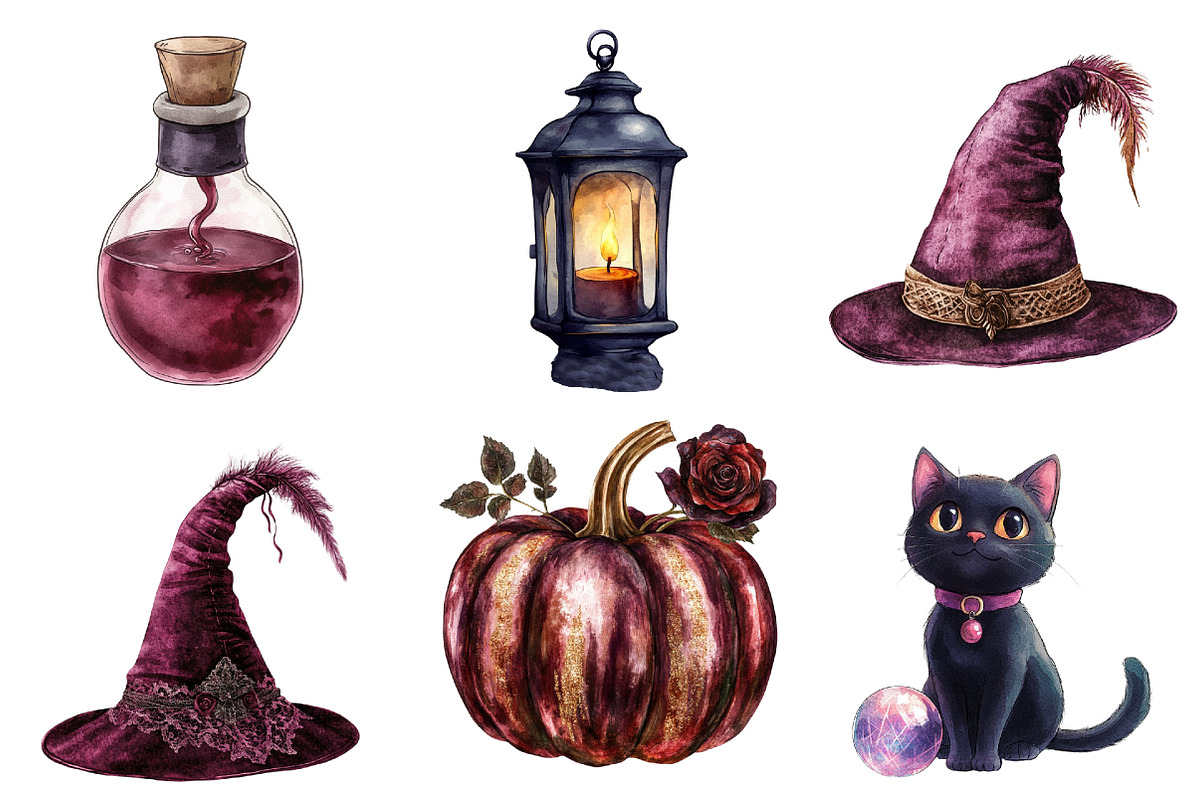 Burgundy & Halloween Sublimation png, an Illustration by Watercolor design (Photo 4 of 4)