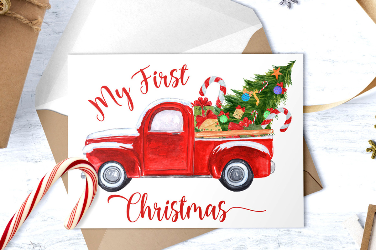 Christmas Red Truck Sublimation, an Illustration by vivastarkids (Photo 4 of 7)