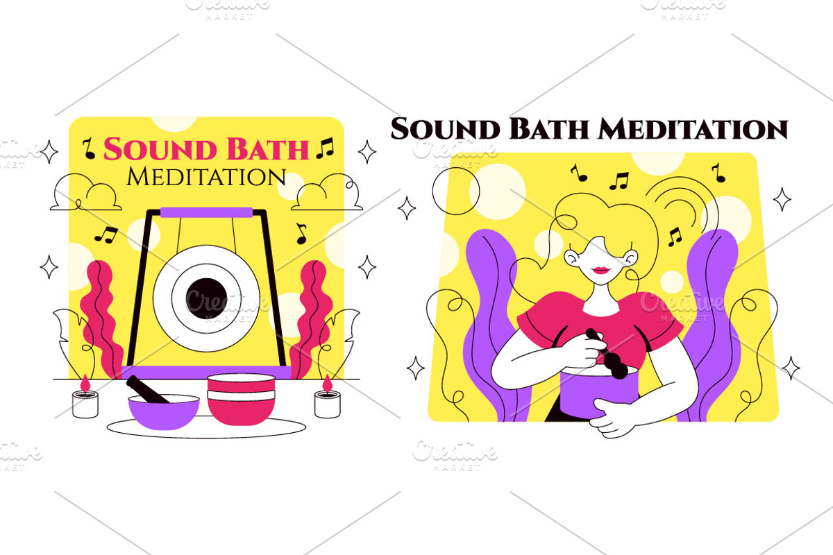 5 Sound Bath Meditation Illustration, a Person Illustration by denayunebgt (Photo 3 of 3)