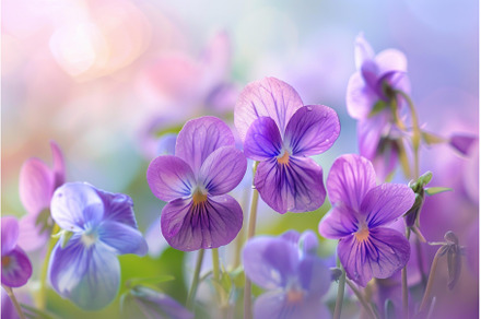 Purple and blue pansies blooming in, a Nature Photo by Ylivdesign