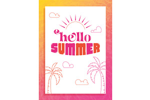 Hello summer poster with sun and, an Object Illustration by studioDK