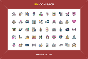 Wedding icons, an Outline Icon by Wencory