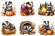 Autumn Cute Badger Watercolor Clipar, an Illustration by DreamArtGraphic (Thumbnail 3 of 5)