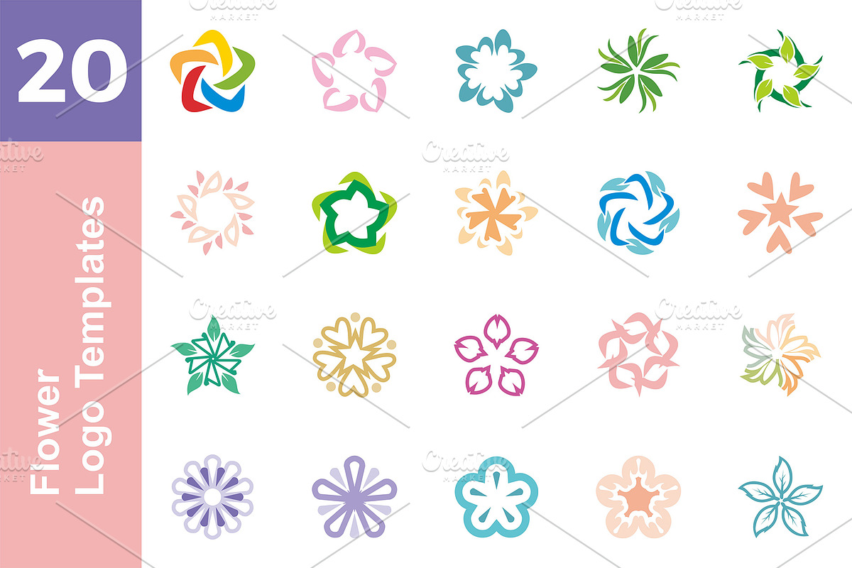 20 Logo Flower Templates Bundle, a Branding & Logo Template by Friendesigns (Photo 1 of 21)