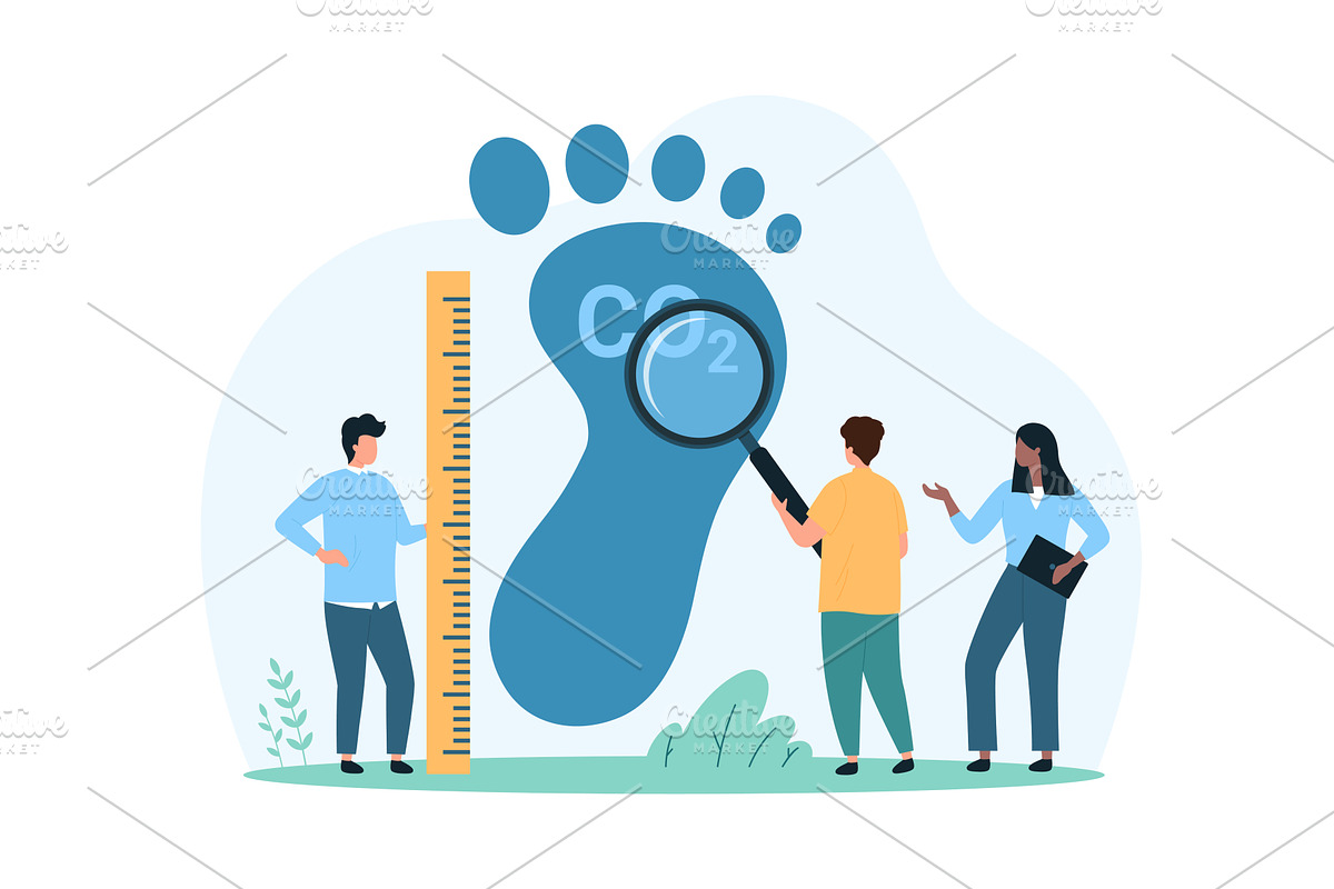 Carbon dioxide footprint pollution, a Person Illustration by Flashvector