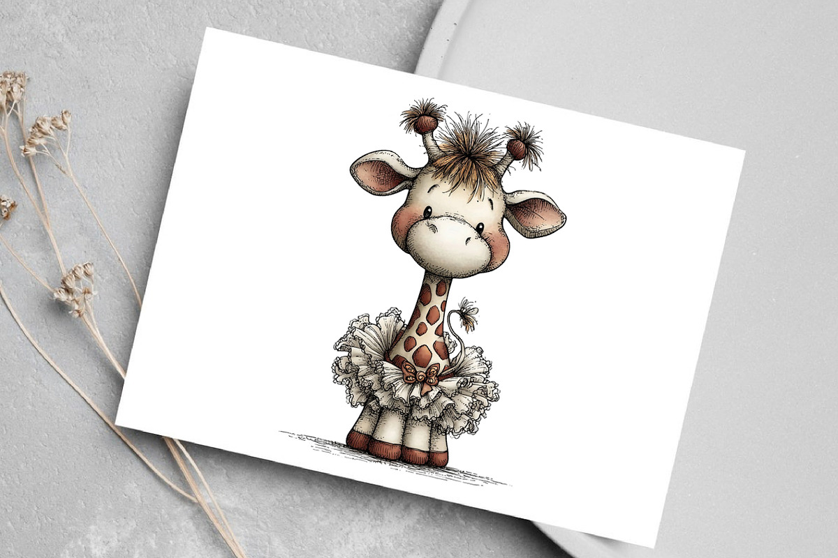 Cute Funny Giraffe Clipart, an Illustration by Canvas Craft (Photo 5 of 7)