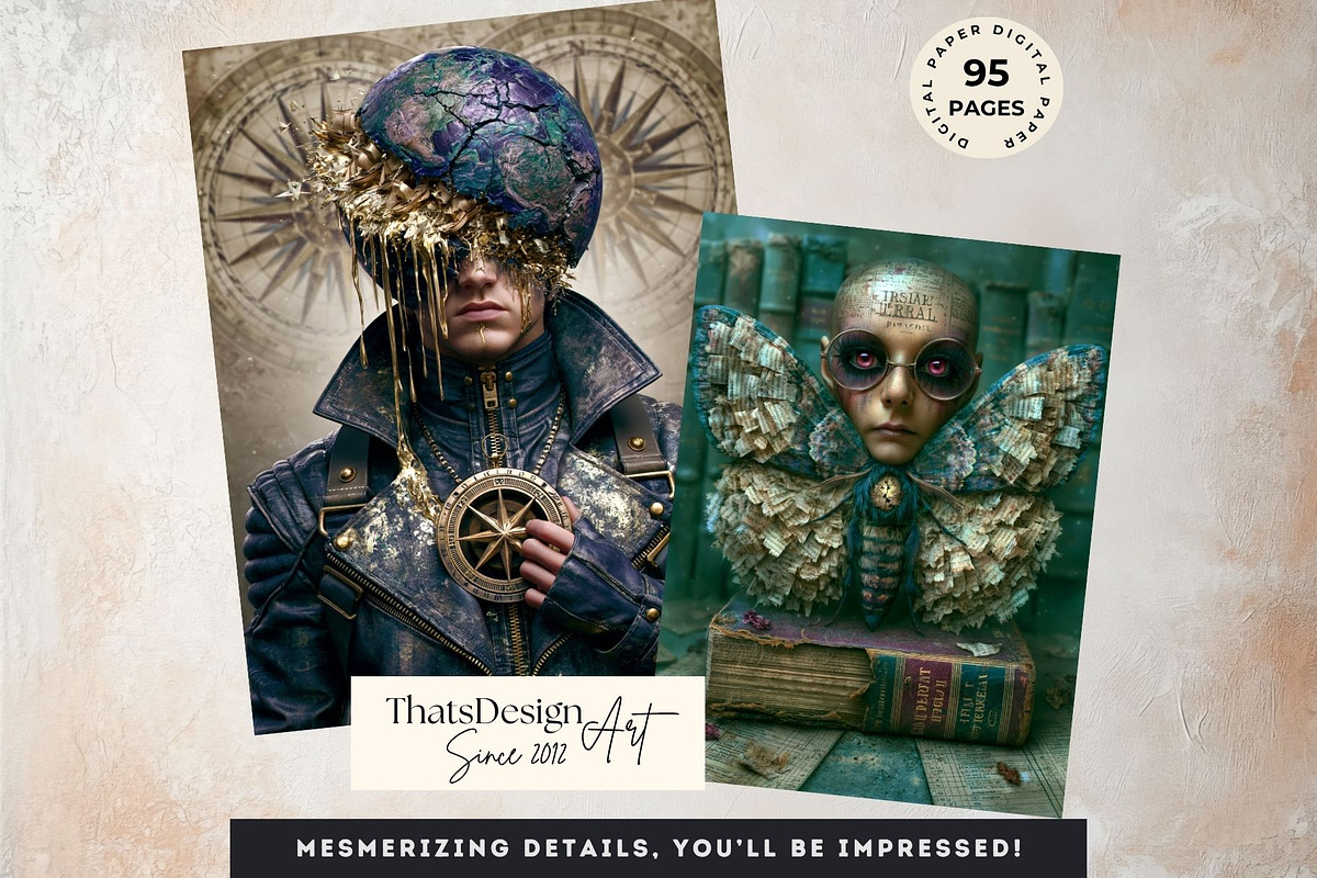 Surreal Portraits Digital Paper Set, a Decorative Illustration by ThatsDesignArt (Photo 12 of 15)