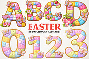 Easter Patchwork Alphabet PNG Bundle, an Illustration by RobertsArt (Thumbnail 1 of 7)