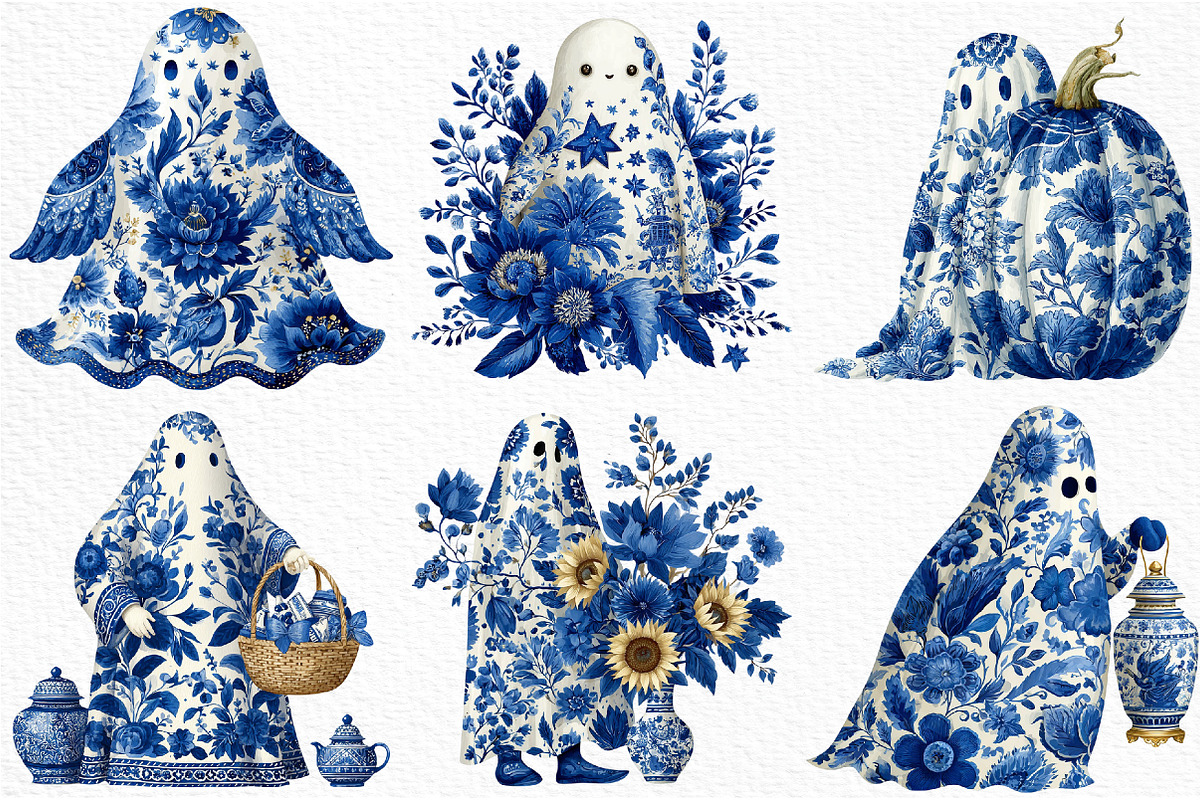 Whimsical Ghost Clipart Bundle, a Seasonal Illustration by Craft Nest (Photo 3 of 8)