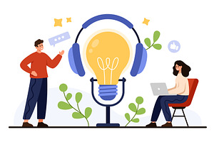 Podcast Learning Audio Lesson, an Education Illustration by Flashvector