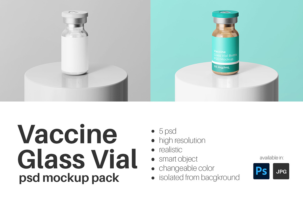 Vaccine Glass Vial Bottle Mockup Set, a Packaging Mockup by Remnand Studio (Photo 10 of 10)