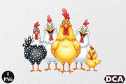 Funny Chickens Clipart PNG, an Illustration by DreamCafeArt (Thumbnail 1 of 6)
