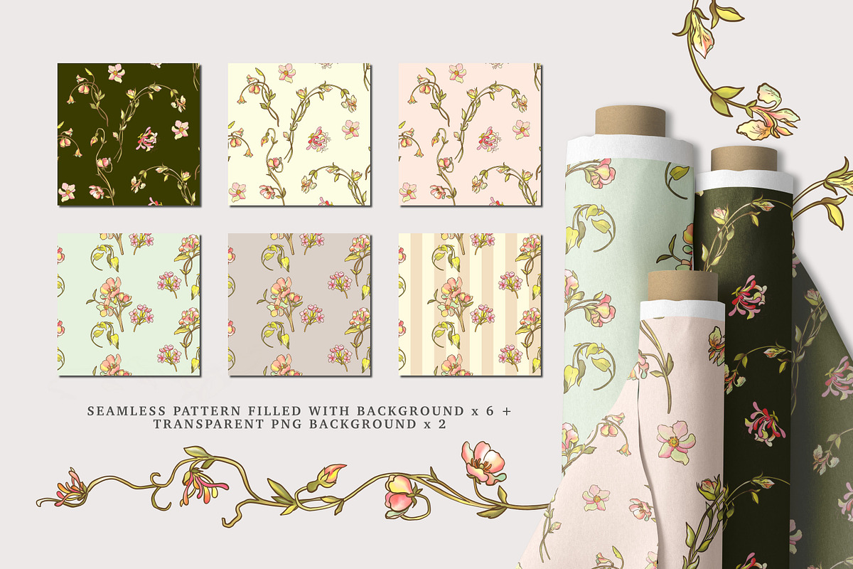 French Floral Art Nouveau Flower, a Decorative Illustration by Rachel Art Studio (Photo 7 of 8)