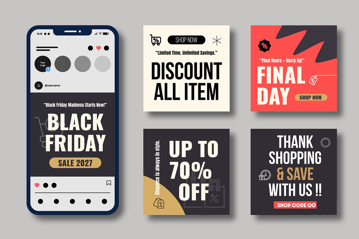 Modern Black Friday Social Media, a Social Media Template by MightyDesign (Photo 2 of 8)