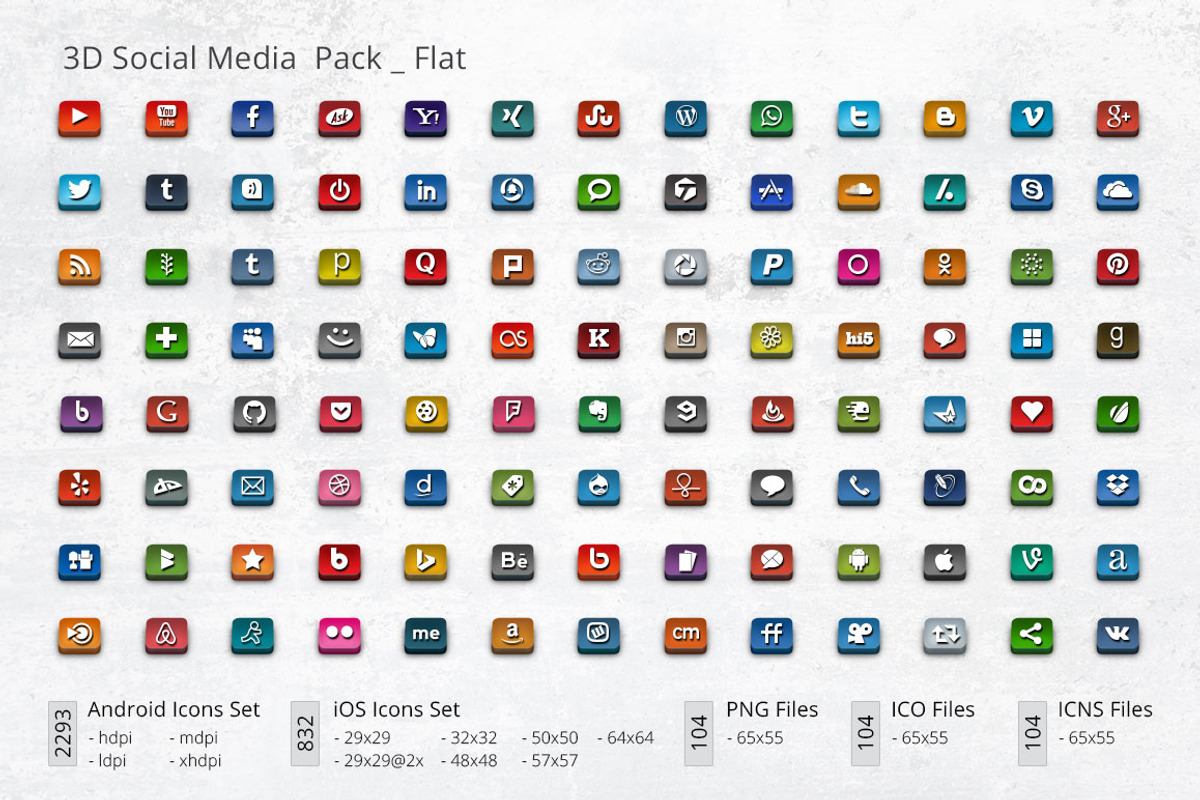 3D Social Media Pack [Square], an Icon by ArtFusion (Photo 3 of 3)