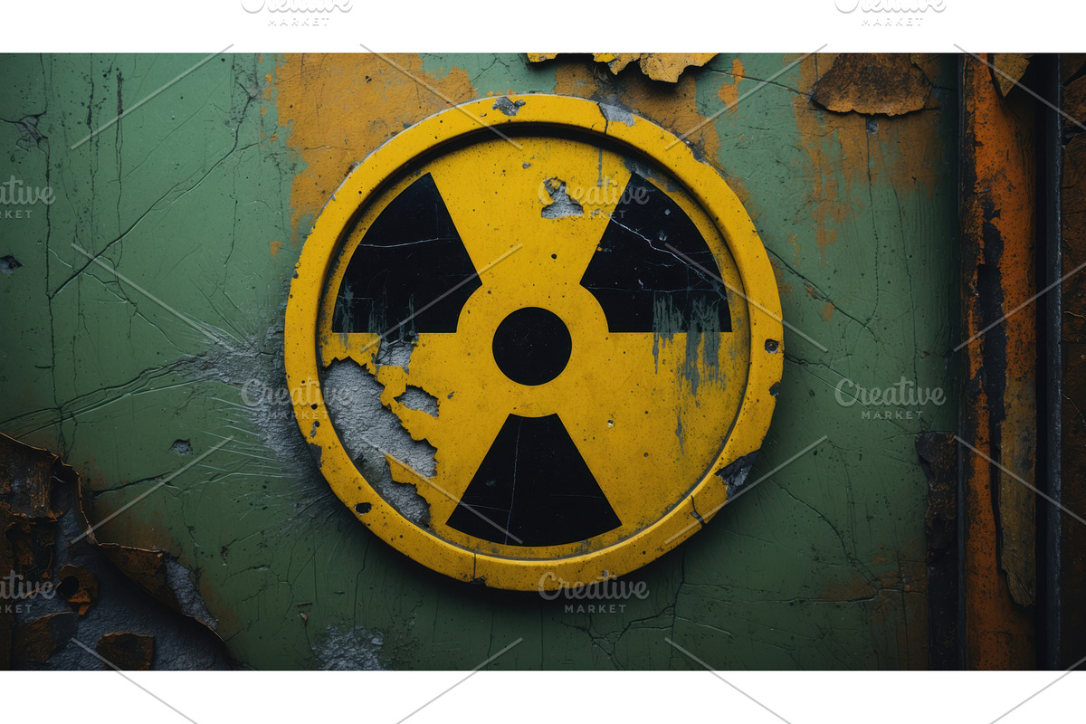 Yellow radiation hazard symbol on, an Illustration by tilialucida
