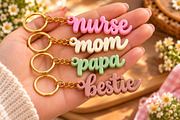 Mom Papa Nurse Bestie Keyring STL, an Object 3D Model by Layerology (Thumbnail 1 of 3)