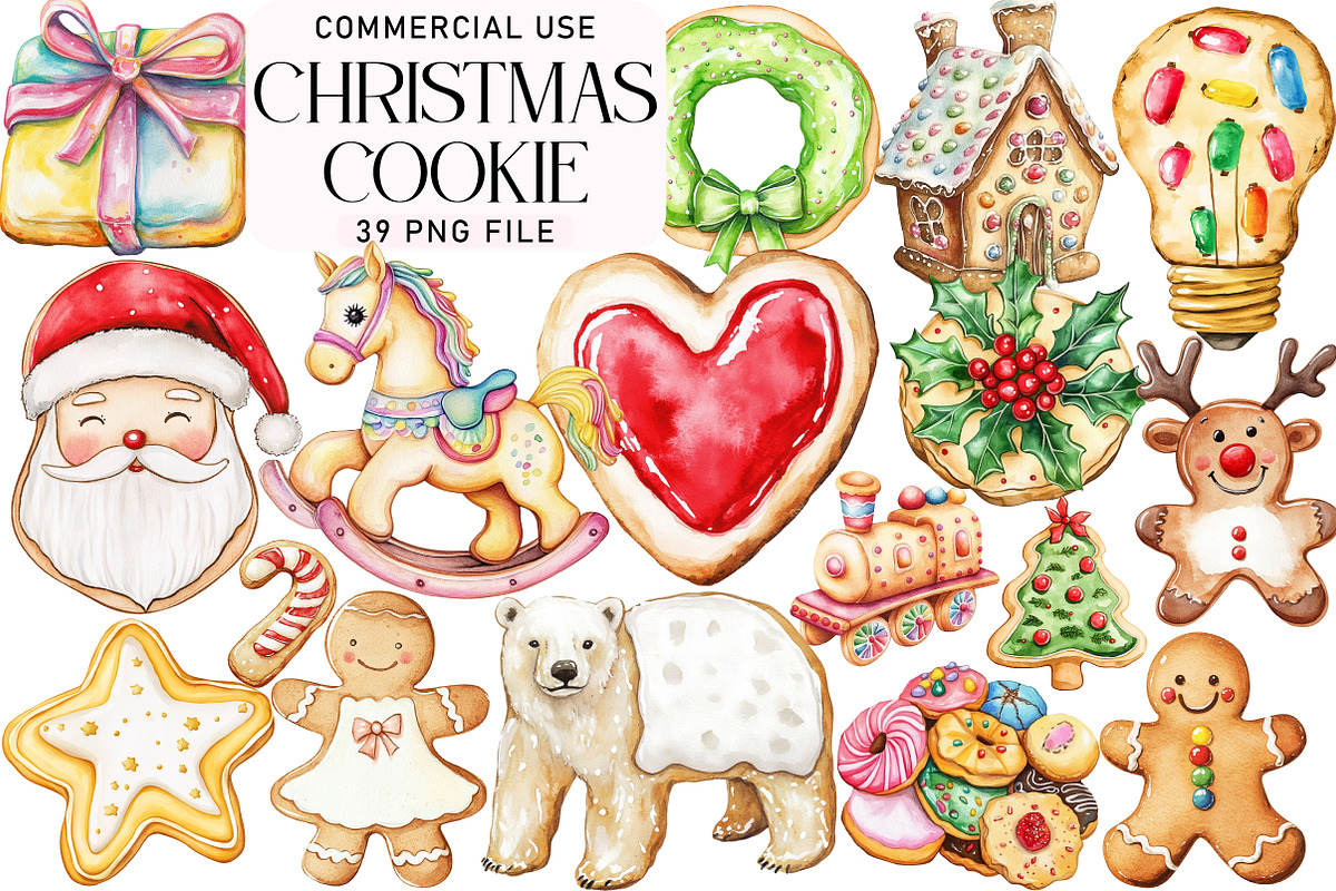Christmas Cookie Sublimation Clipart, an Illustration by Daily.Designs (Photo 1 of 5)