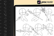 50 Chibi Procreate fighting Stamps, a Brush Add-On by DrawingStoryShop (Thumbnail 5 of 6)