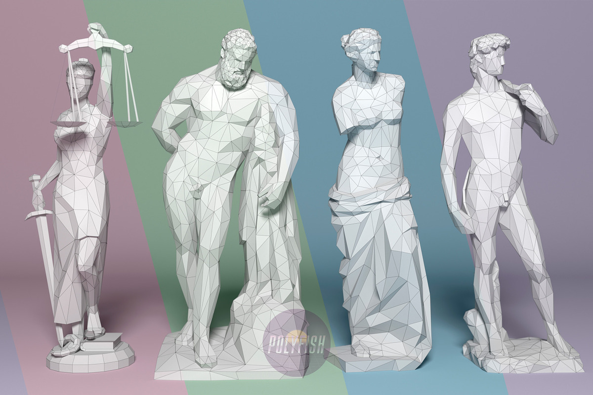 DIY Statue Set #1 3D model template, a Templates & Theme by PolyFish (Photo 1 of 17)