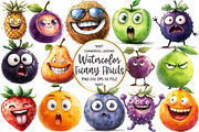 Funny Fruits Sublimation Clipart, an Illustration by OK Design (Thumbnail 1 of 5)