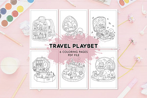 Travel Playset Coloring Pages Bundle, an Illustration by DesignDevisers