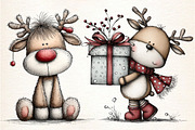Whimsical Christmas Reindeer Clipart, an Illustration by Dream Creation (Thumbnail 3 of 7)