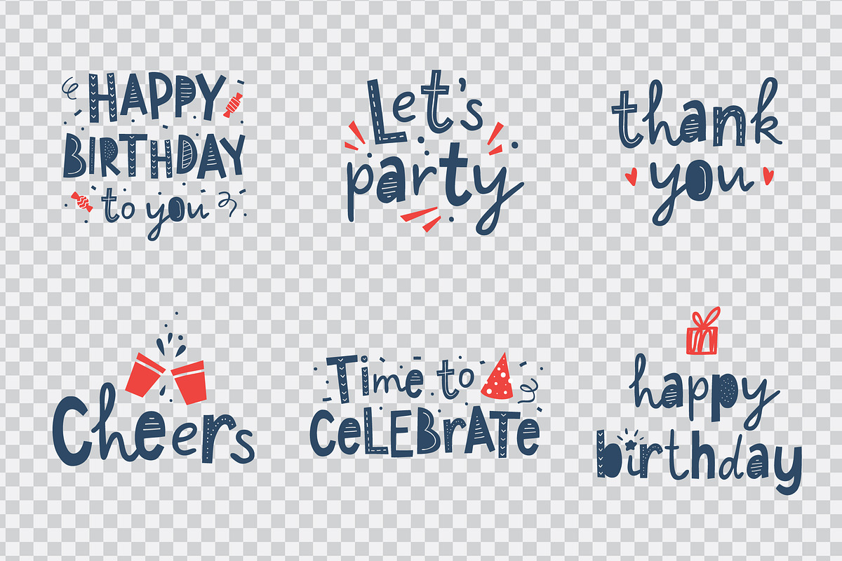 Birthday 6 cards with lettering, a Decorative Illustration by redcollegiya design (Photo 5 of 5)