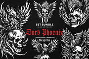 10 Bundle Dark Art Phoenix Bird, an Illustration by Morspective (Thumbnail 1 of 7)