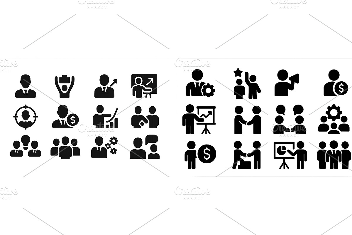 Business icons depicting teamwork, a Person Illustration by ZinetroN