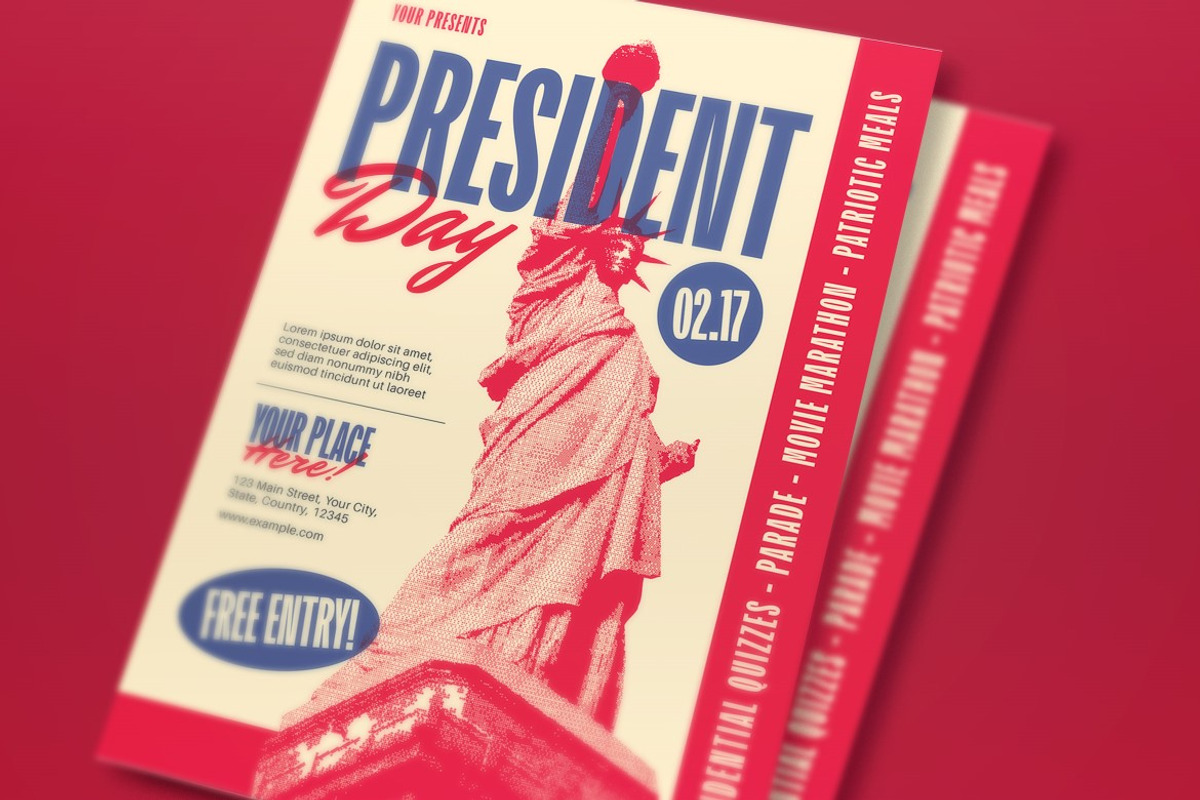 Red Vintage President Day Flyer Set, a Flyer Template by graphicook (Photo 2 of 3)