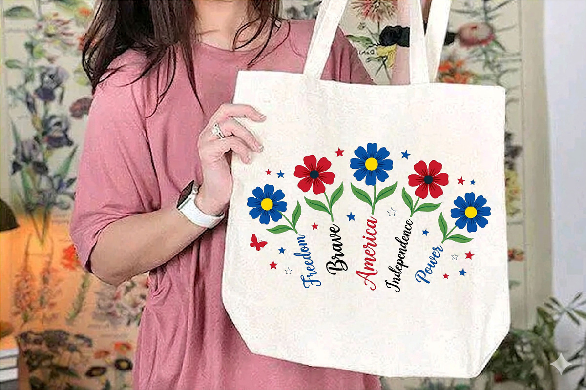 Boho Floral USA T-shirt America, a Seasonal Illustration by Designking (Photo 3 of 4)