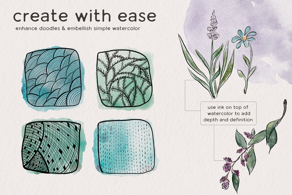 Ink & Watercolor Procreate Brushes, a Brush Add-On by Wooly Pronto (Photo 8 of 9)