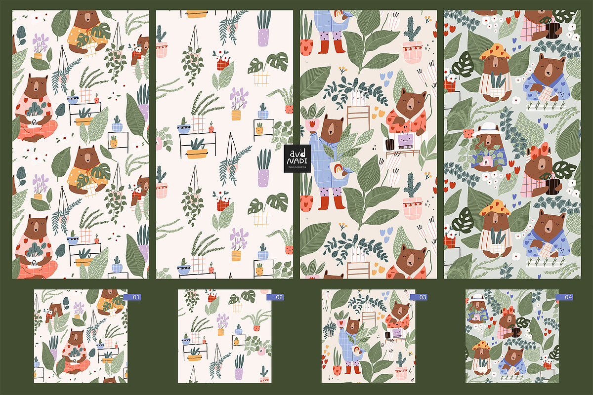 Bear’s Secret Garden - collection, an Animal Illustration by avdnadi (Photo 8 of 11)